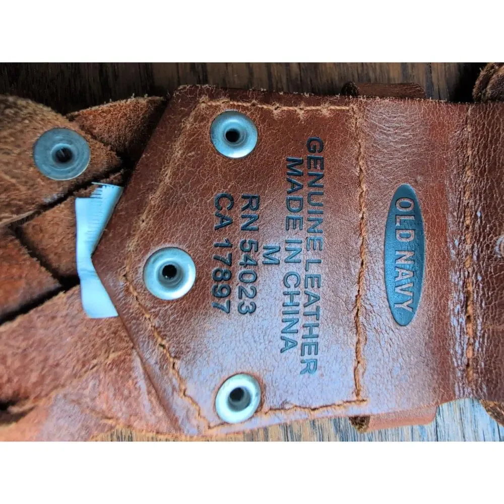 Old Navy Braided Leather Belt Women's Medium Studs Brown Western Cowgirl Horse